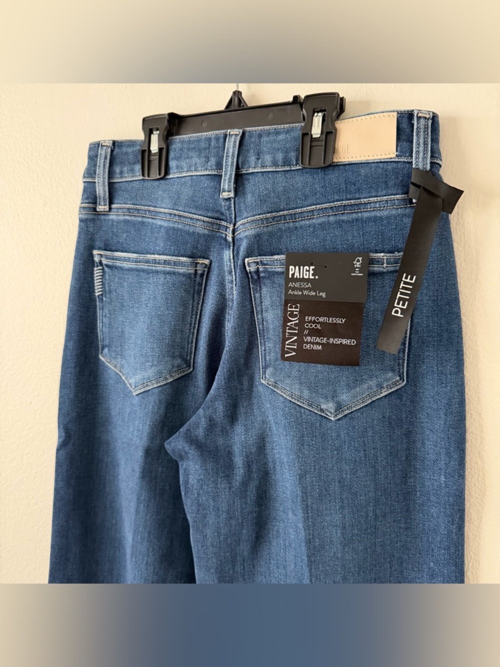 PAIGE Anessa Petite Ankle Wide Leg Raw Hem Jeans - Picture 8 of 10